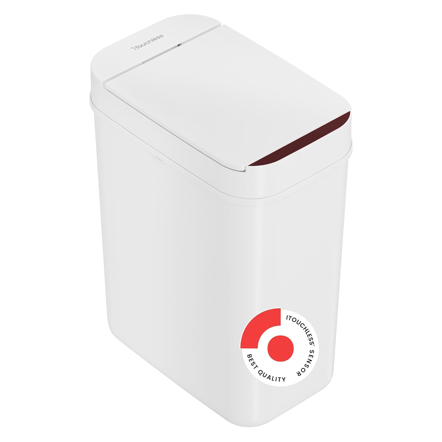 iTouchless Cubo de basura para baño con sensor de 3 galones, pequeño cubo de basura automático sin contacto delgado con tapa, cesta de basura