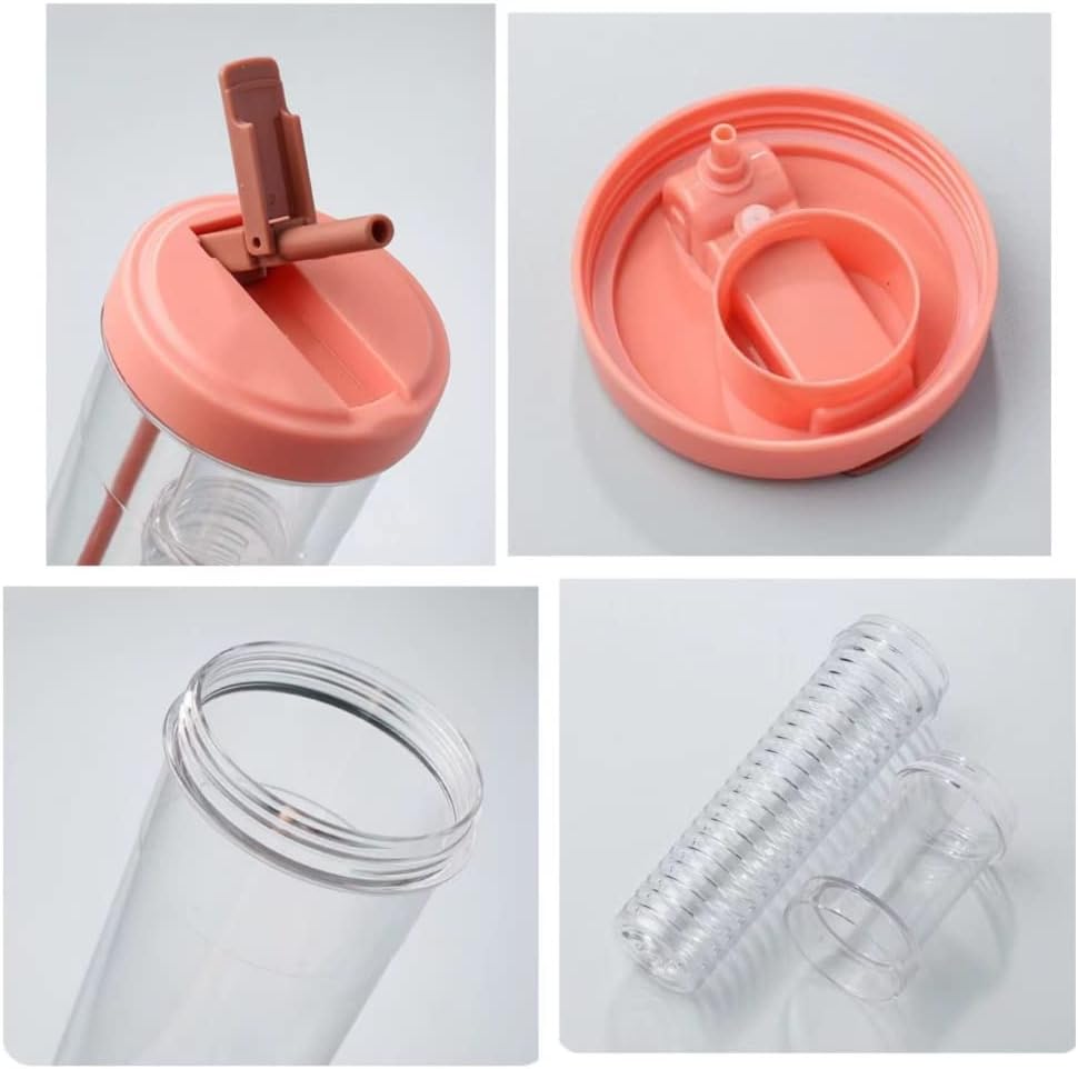 Botella de agua con infusor de frutas, botella de agua plegable de 30 onzas, botella de agua con pajilla, botellas de agua reutilizables sin BPA,