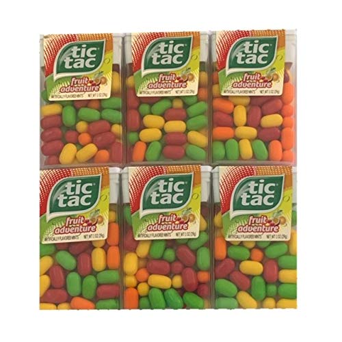 Tic Tac Fruit Adventure Mentas  Fruit Adventure Tic Tacs  Mentas con sabor a fruta  Caramelo afrutado  Paquete de 6  Tubos de 1 onza