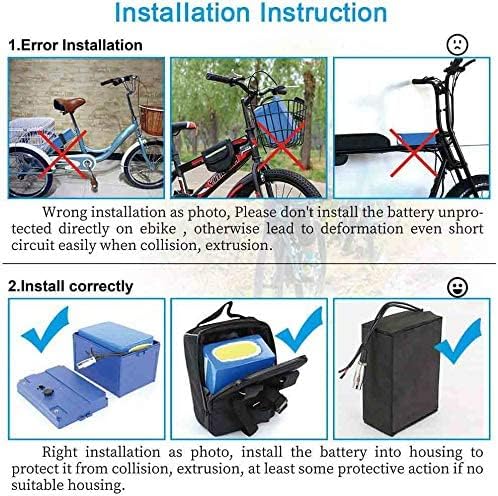 UPP – Batería de bicicleta eléctrica de 48 V, batería de bicicleta eléctrica para bicicleta de 1000 W750 W500 W, batería de iones de litio para