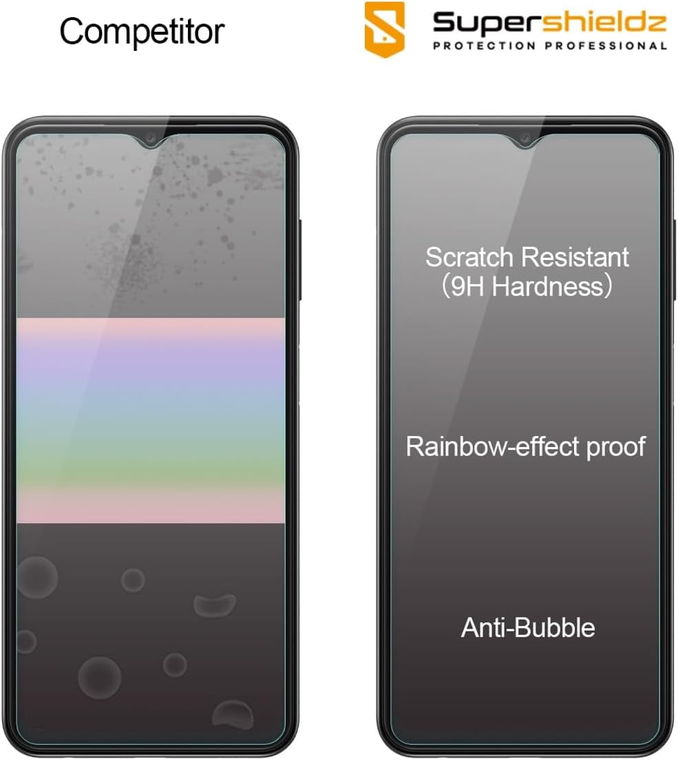 Supershieldz Protector de pantalla de vidrio templado diseñado para Samsung Galaxy A13 5G, A13 LTE, A12, antiarañazos, sin burbujas