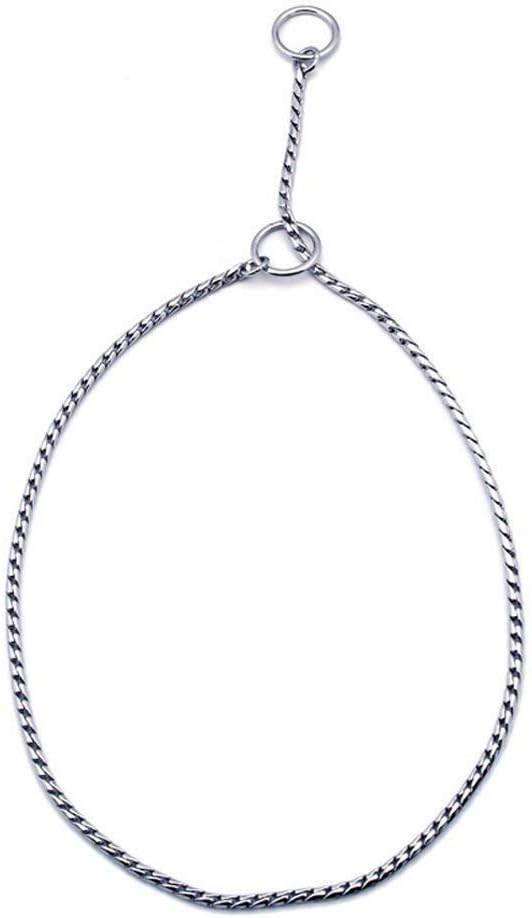 Collar de cadena plateada para perro, estrangulador, collar de serpiente para entrenamiento de mascotas con eslabones pesados, 16 pulgadas, 0.118 in