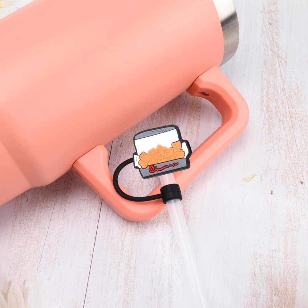 10 piezas de paja para beber comida de verano, cubierta de pajitas de silicona para refrescos, tapa a prueba de polvo, casual, puntas de pajita,