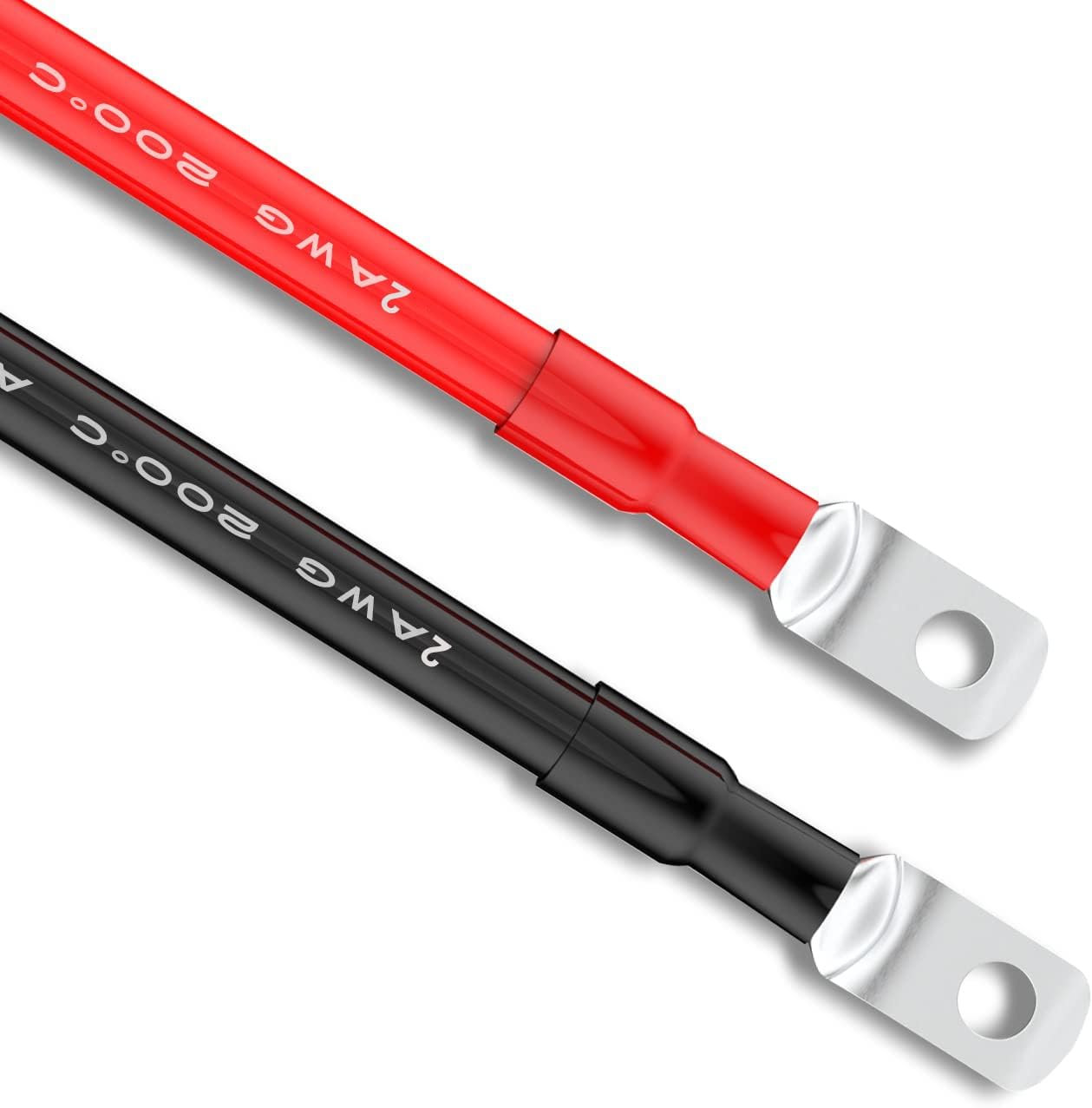 Cables inversores de energía de batería paralela de calibre 4 AWG rojo + negro para energía solar, automovilística y marina (juego) (2 pies)