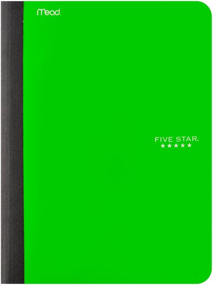 Five Star Libro de composición, cuaderno, con bolsillo, papel rayado universitario, 100 hojas, 9-34″ x 7-12″, color seleccionado para ti, 1 unidad