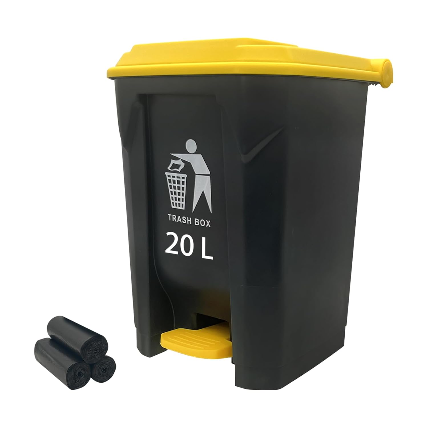 Fhiny Cubo de basura para excrementos de perro para exteriores, cubo de basura con pedal de 20 litros con cubo de basura interior extraíble y 90