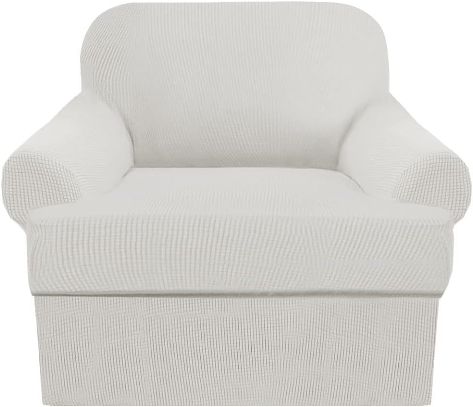 GAMUKAI Fundas de sofá elásticas de 2 piezas para sillón con cojines en T, fundas de muebles suaves con 1 funda individual en forma de cojín en T