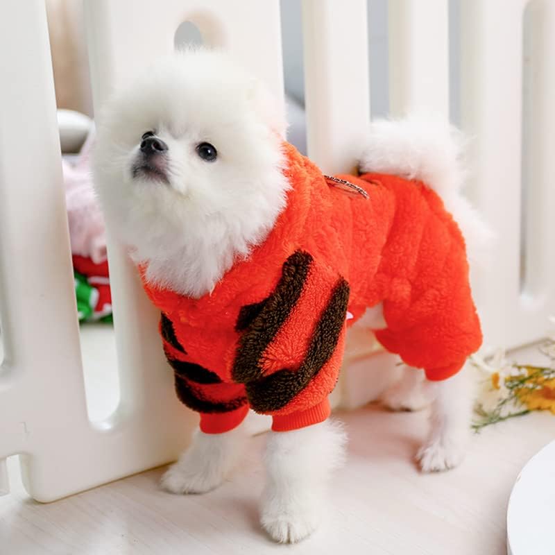 AIHANCH Disfraz de tigre para perro, ropa de terciopelo suave para perro, sudadera con capucha para perro, divertido disfraz de Halloween para