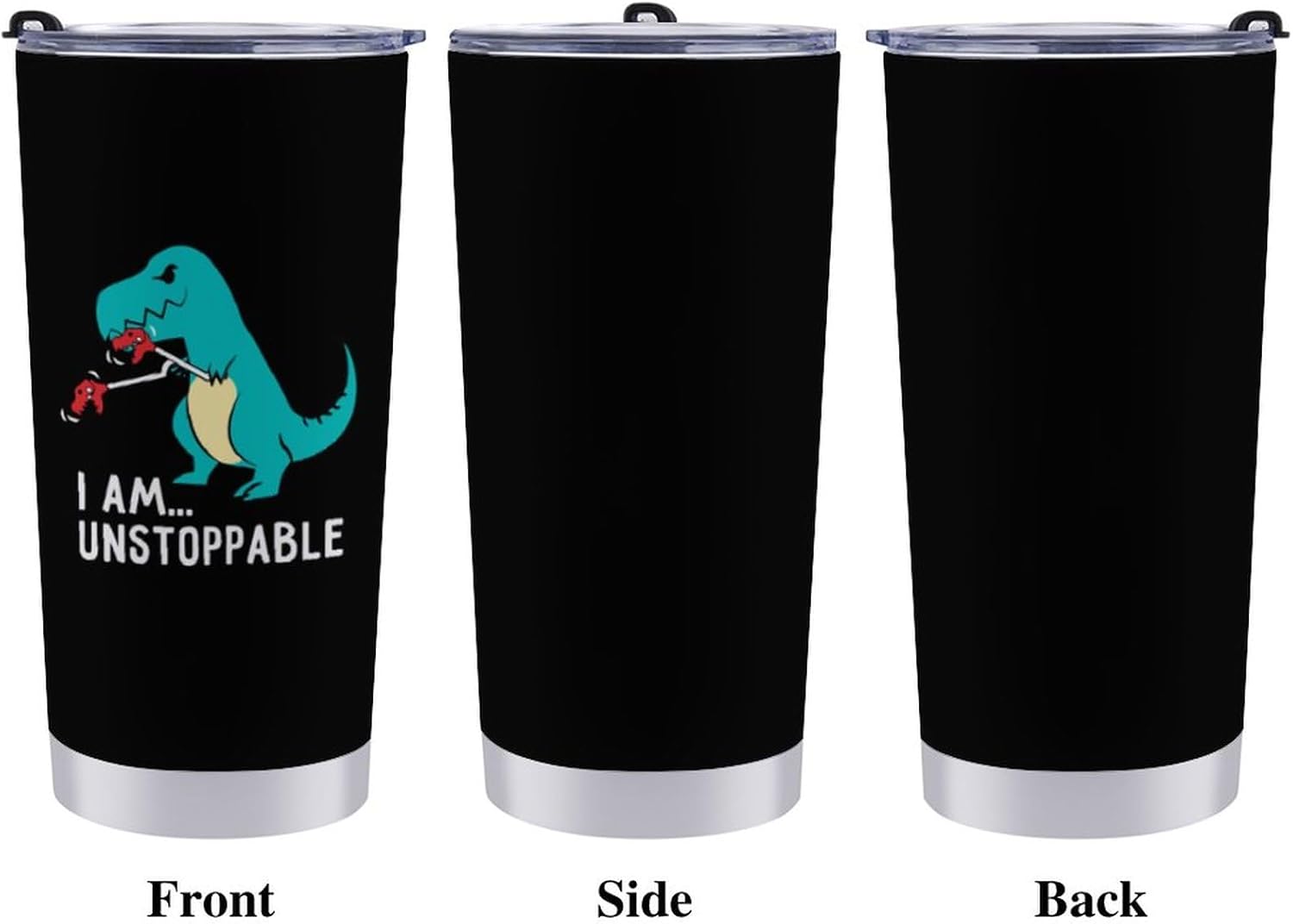 I Am Unstoppable T-rex – Taza de café de viaje con tapa y pajita, vasos aislados de acero inoxidable