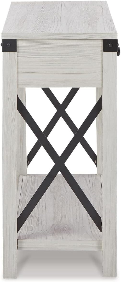 Signature Design by Ashley Bayflynn – Mesa de sofá moderna estilo granja, color blanco lavado