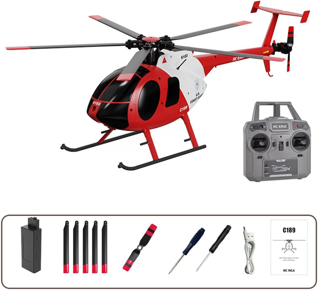 Newcomer Helicóptero RC MD500 C189, modelo de avión 128 2.4G 4CH modelo de helicóptero de un solo rotor, juguetes de helicóptero remoto para niños y