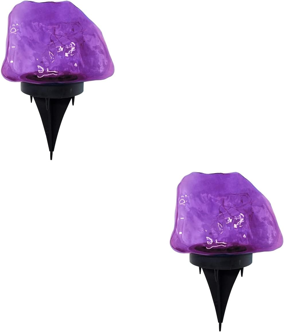 2 piezas de luz solar de piedra de jardín solar paisaje jardín tierra linterna luz patio decorativo LED cálido lámpara luces para camino, pasarela
