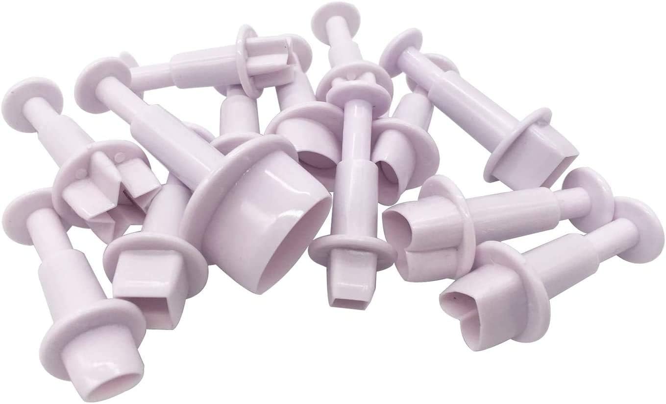 Fondant Cutter – Juego de 13 cortadores geométricos para diseño de tartas, corazón ovalado cuadrado redondo, tamaño pequeño, mediano y grande