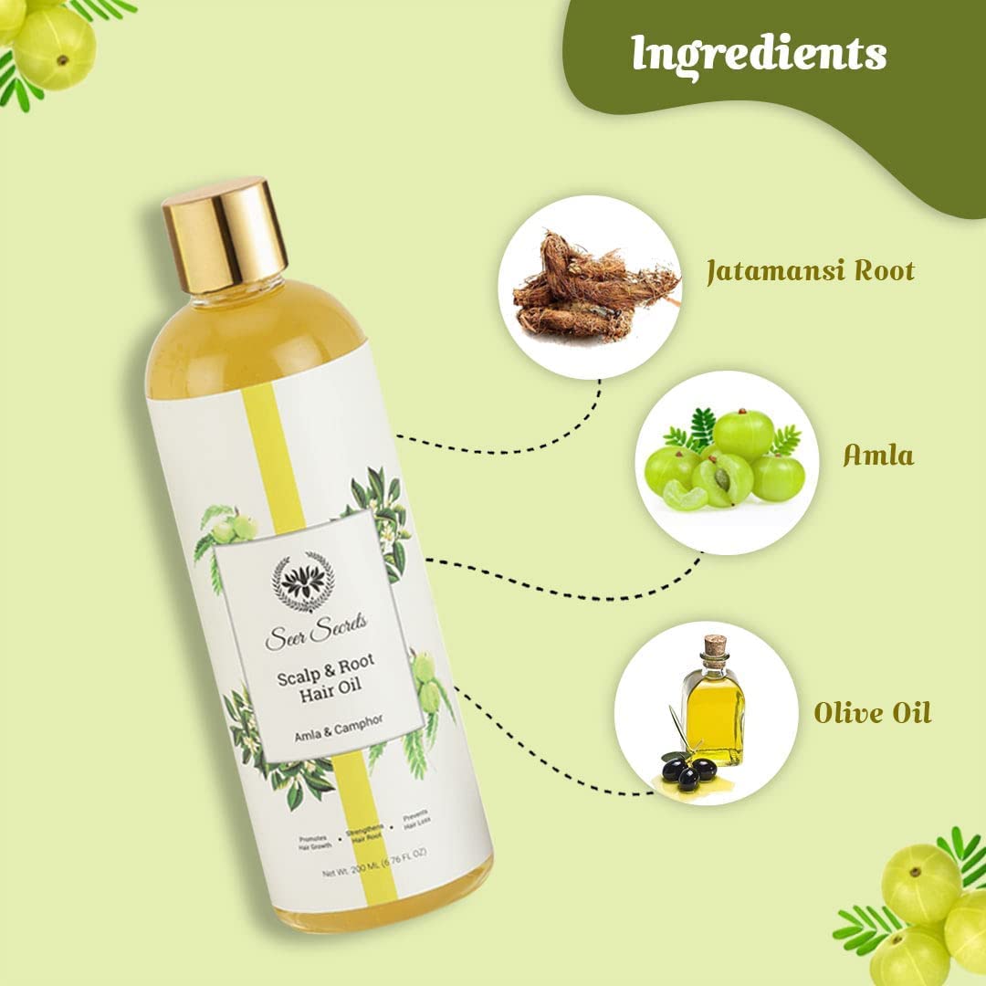 Aceite para el cabello 100% natural de amla y alcanfor, anticaídas, caspa, proporciona fuerza, suavidad y brillo con sésamo, adecuado para hombres y