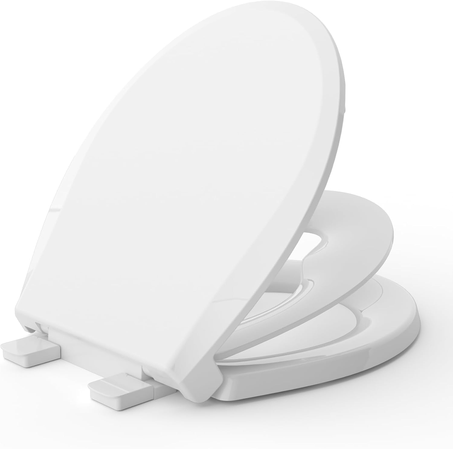 Asiento de inodoro redondo con asiento para niños pequeños, asiento de entrenamiento integrado para niños, cierre suave, liberación rápida,