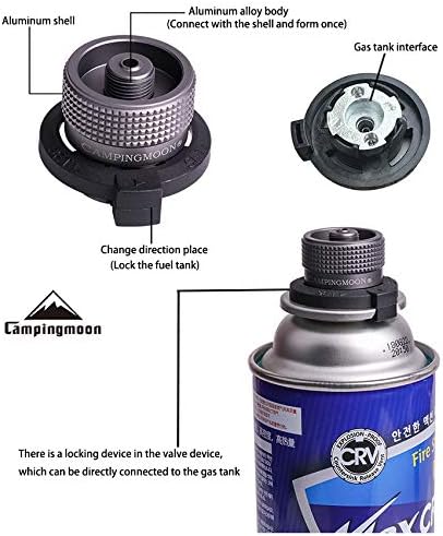 Campingmoon – Convertidor de boquilla de butano, adaptadorconector de estufa de campamento, para boquilla, tipo botella, recipiente a tornillo tipo