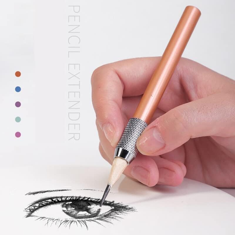 BWESOO Soporte extensor de lápiz de color de doble cabeza ajustable de metal, herramienta de escritura de bocetos, práctica escuela, oficina,
