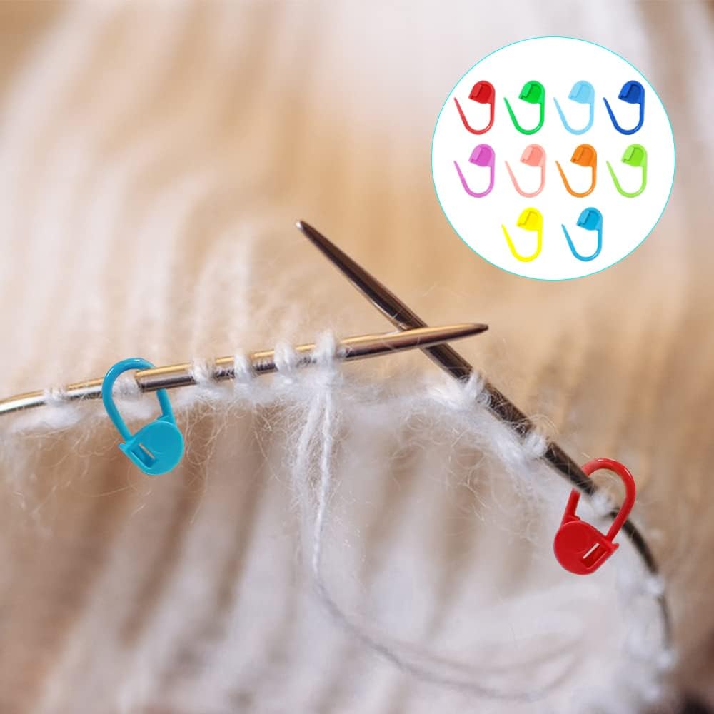 DaKuan – Juego de marcadores de puntada, 19 agujas de hilo, accesorios de ganchillo, 120 marcadores de punto de ganchillo, para marcadores de