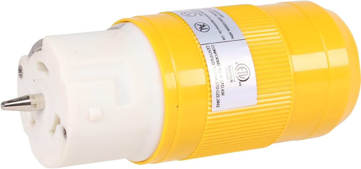 Journeyman-Pro CS6364C – Conector de cable generador de 50 amperios 125250 voltios, enchufe hembra con bloqueo giratorio, conexión a tierra de grado