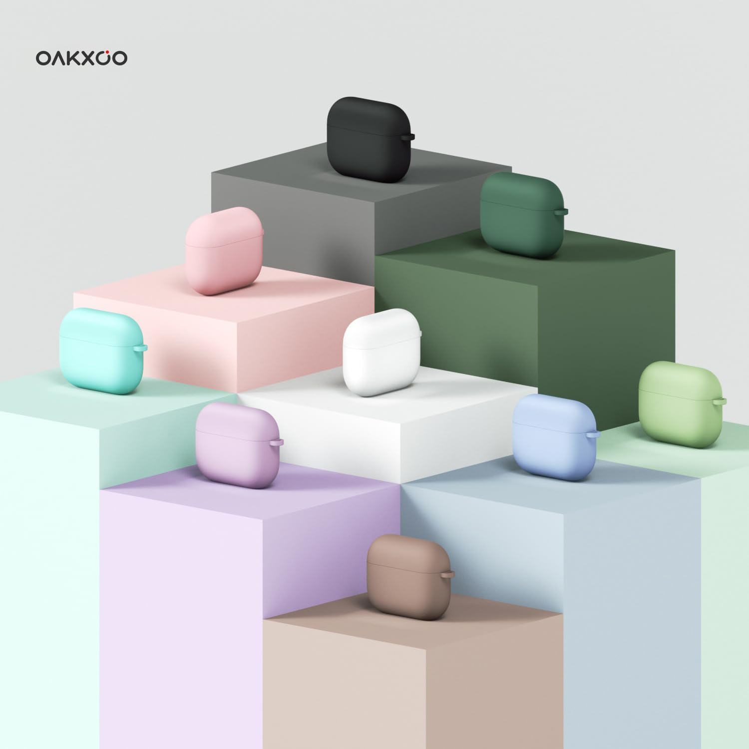 Oakxco Funda de silicona para Airpods 3, bonita funda rígida femenina para Airpods de tercera generación con llavero, gel de goma colorido suave TPU