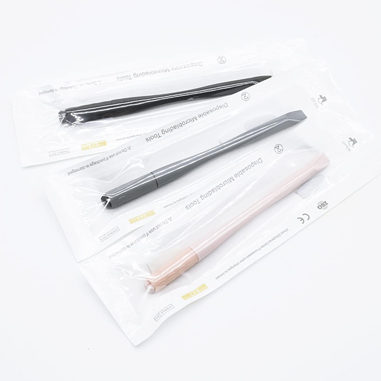10 Uds Microblading Manijas Desechables Manual Microblading Pen Holder Rosa Nano 18 U .0.709 in Hoja Pigmento Esponja Esterilizado Microblade