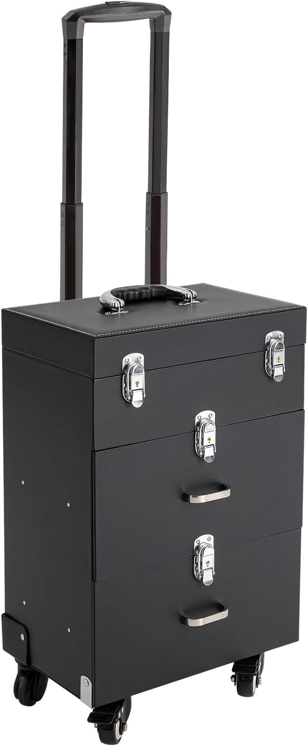 DNYSYSJ Estuche de uñas rodante con ruedas, estuche de almacenamiento de manicura, organizador de esmalte profesional para estudio o viajes, técnico