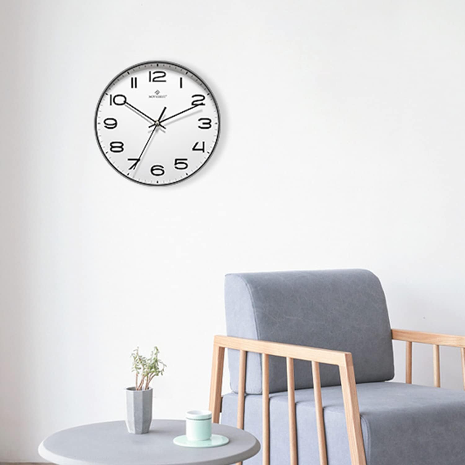 Reloj de pared blanco de 12 pulgadas, reloj de pared minimalista moderno, silencioso, sin tictac, funciona con pilas, fácil de leer, reloj de pared