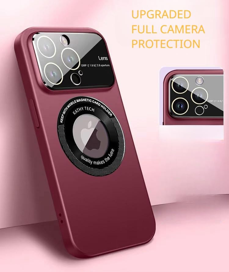 Funda magnética para iPhone 12 Pro Max compatible con Magsafe, protección completa de cámara con protector de lente, ultrafina para hombres y