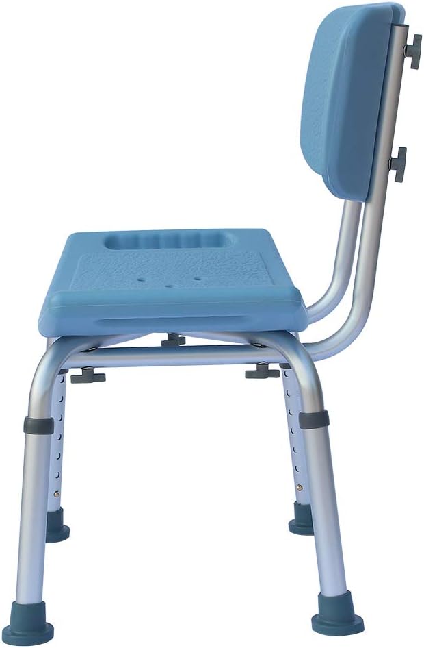 MallMall Silla de baño de altura ajustable con respaldo, taburete de ducha de aluminio de 300 libras, asiento de banco de transferencia médica de