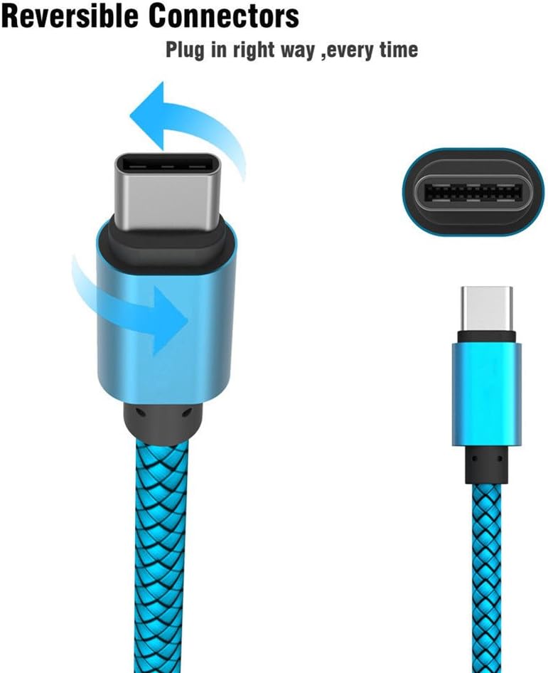 Cable de datos USB c 129.8 ft de nailon trenzado rápido cargador de datos tipo C cable verde 6.6 ft