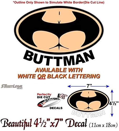 Buttman – Calcomanía de vinilo de 7 pulgadas, letras negras, divertida, 4 x 4, camión, Offroad, JDM, sexy, portátil, símbolo de murciélago, pegatina