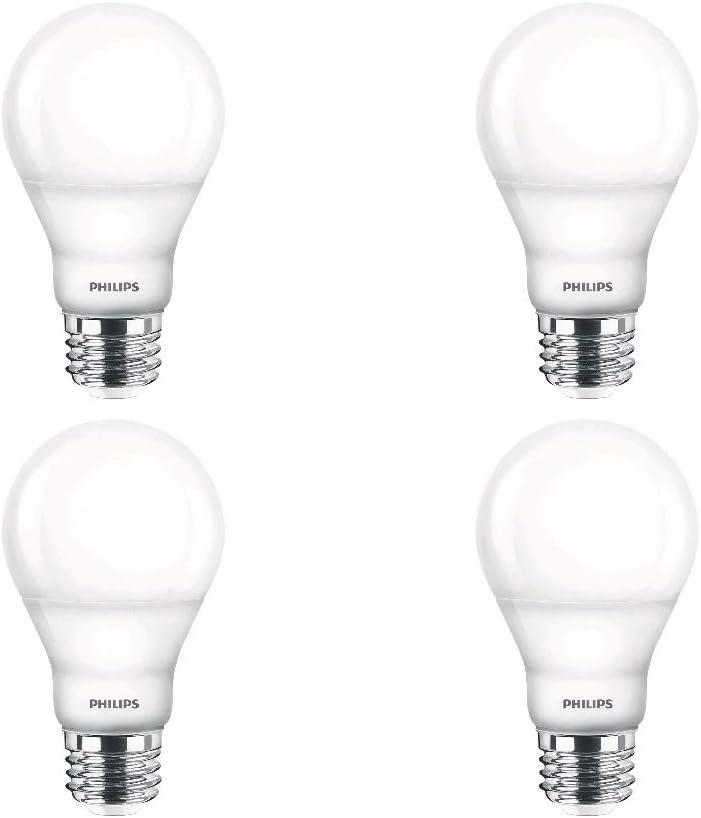 Philips Bombilla LED regulable A19 esmerilada, 9.5 W (equivalente a 60 W), 800 lúmenes, 2700 K blanco suave, base media E26, Energy Star, paquete de