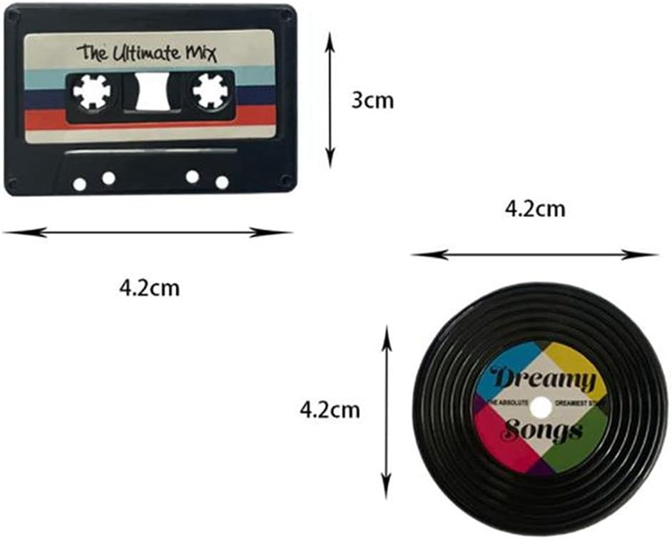 Juego de 4 imanes decorativos para nevera, disco de casete retro, disco de nevera, regalos de recuerdo, decoración de calcomanías magnéticas para