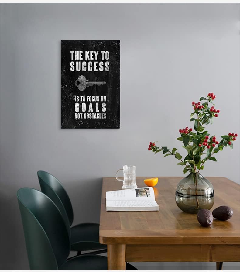 Lienzo inspirador para oficina, póster motivacional para pared, con cita positiva, la clave del éxito es enfocarse en objetivos, no obstáculos,