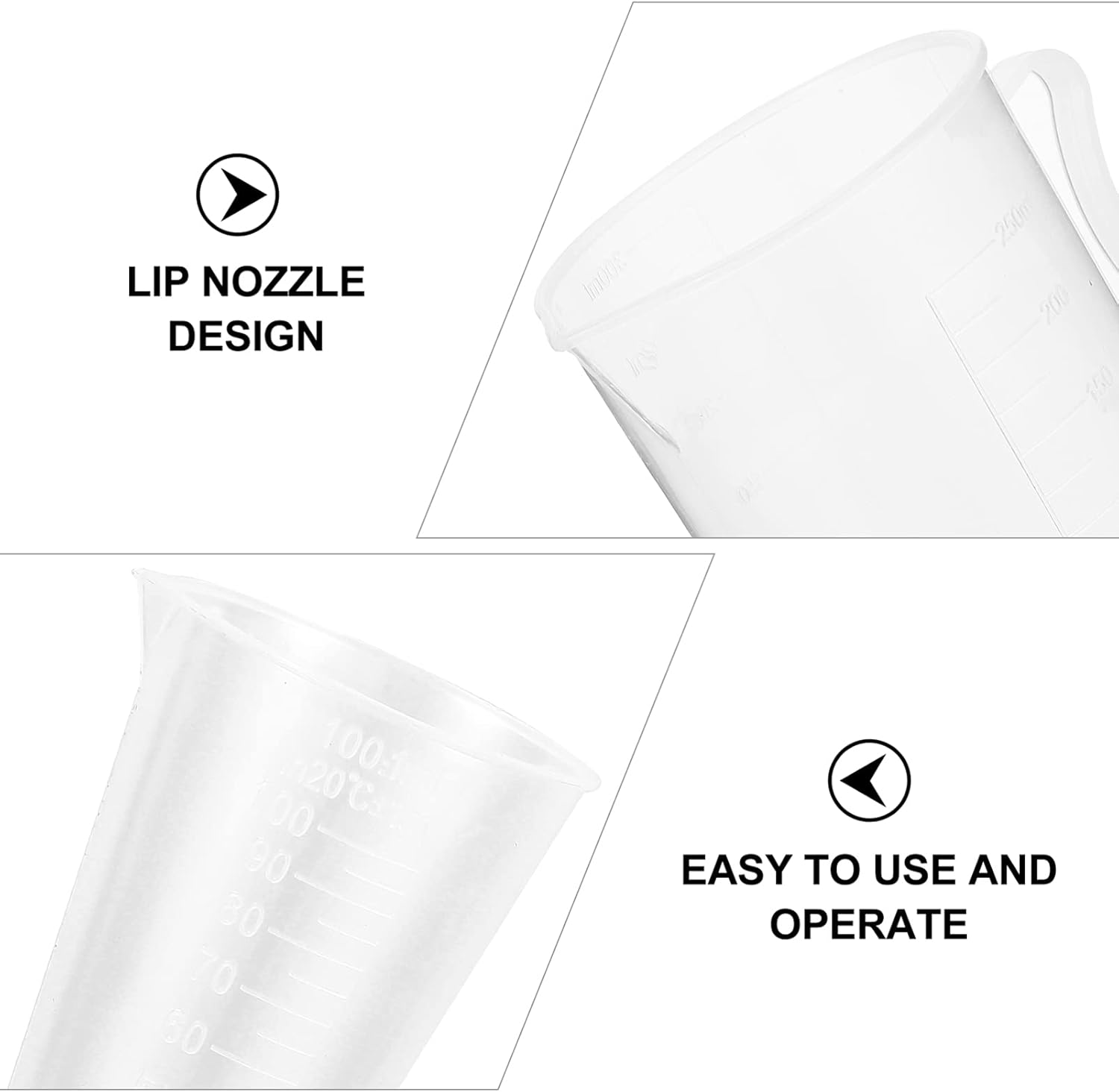 Baluue 12 tazas medidoras de plástico transparentes de 3.4fl oz y 8.5fl oz con báscula vaso graduado, taza de medición líquida, vaso de