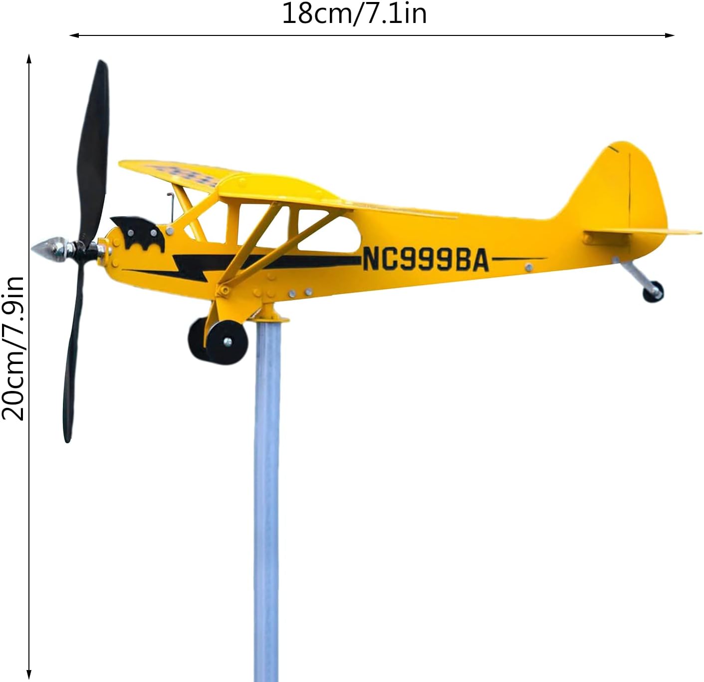Piper J3 Cub – Veleta de viento de avión, molino de viento de metal, molino de viento de metal, molino de viento de jardín, veleta para jardín,
