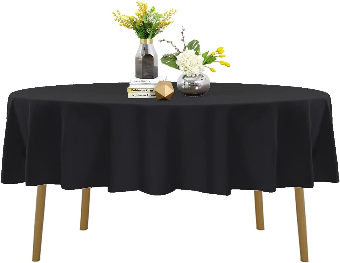 Mantel redondo de 70 pulgadas, resistente a las manchas y a las arrugas, lavable, mantel de tela decorativa para mesa de comedor, fiestas de bufé y