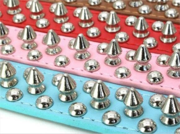 Collar para perro con pinchos, remache de hongos con tachuelas, ajustable de piel sintética para mascotas, para gatos, cachorros y perros (S,