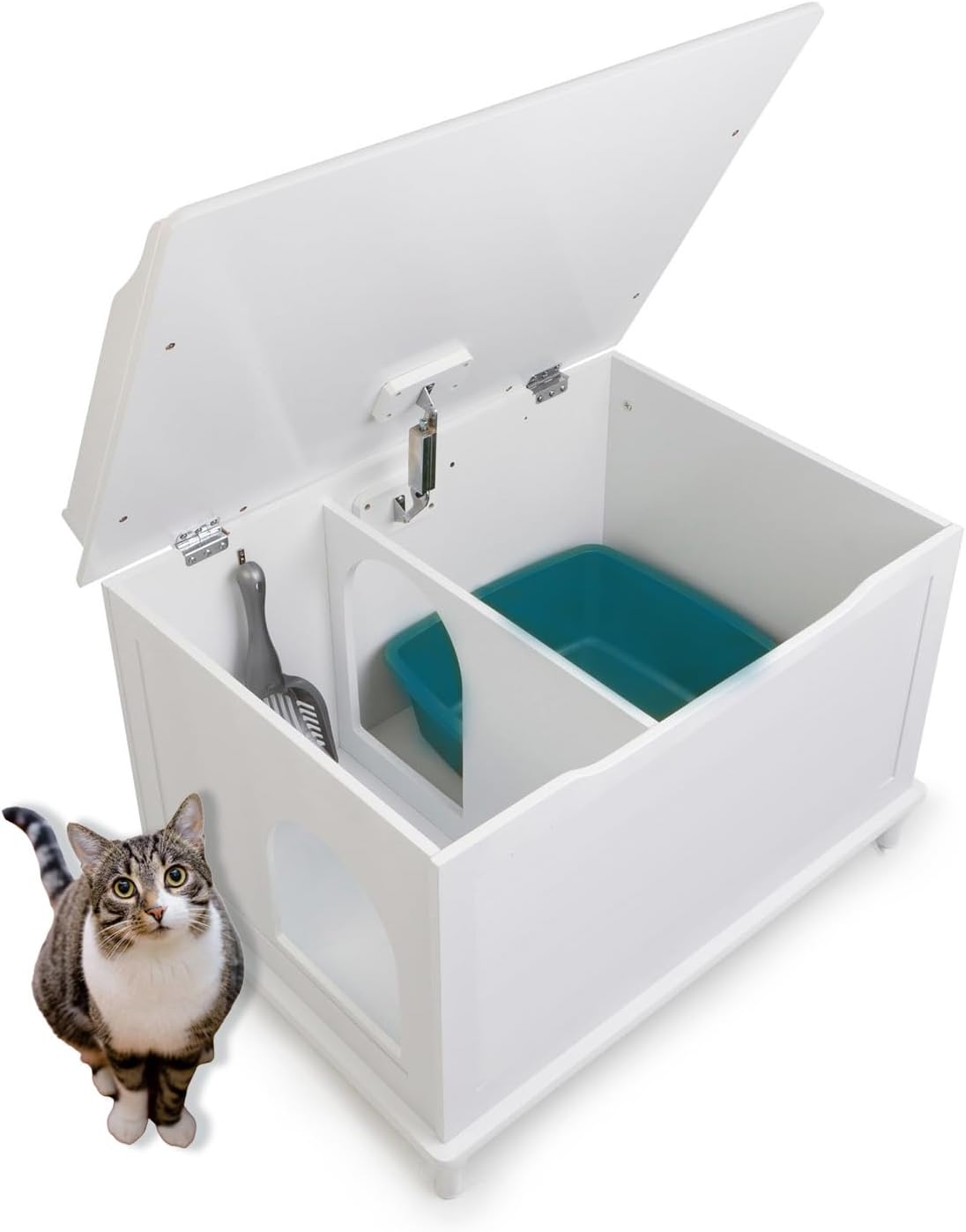 Designer Catbox – Caja de arena para gatos, oculta, a prueba de perros, muebles para mascotas con tapa, elegante, cubierta, olor contenido para
