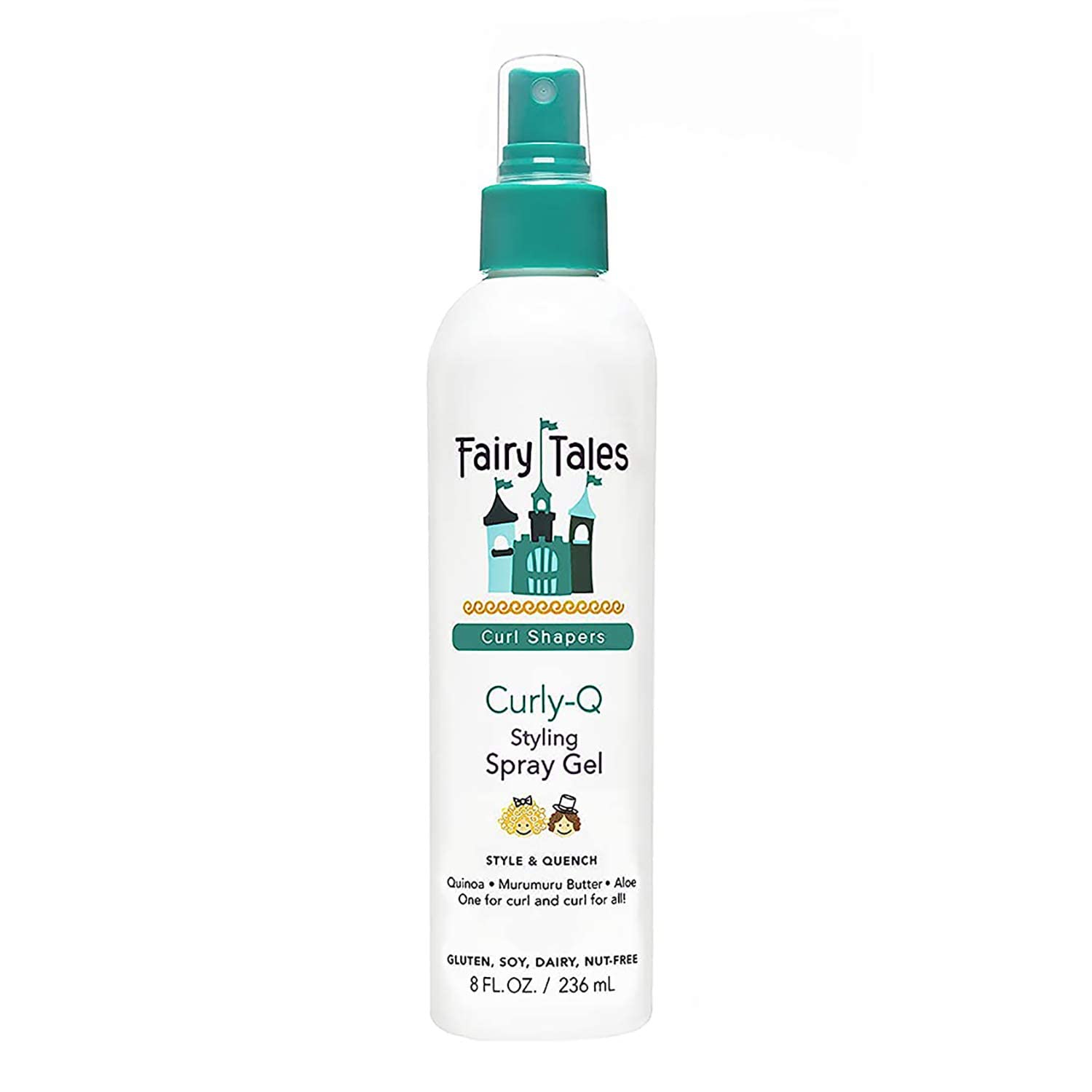 Fairy Tales Curly Q Kids Styling Spray Gel  Gel en aerosol diario para todo tipo de rizos, incluyendo cabello multicultural, sin parabenos, sin