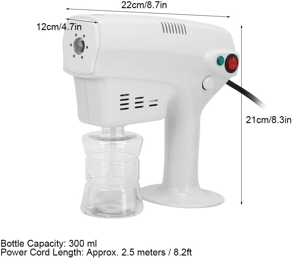 Pulverizador eléctrico, pistola pulverizadora eléctrica, nano atomizador recargable de mano, nano rociador ajustable, luz azul, 1200 W, 10.1 fl oz,