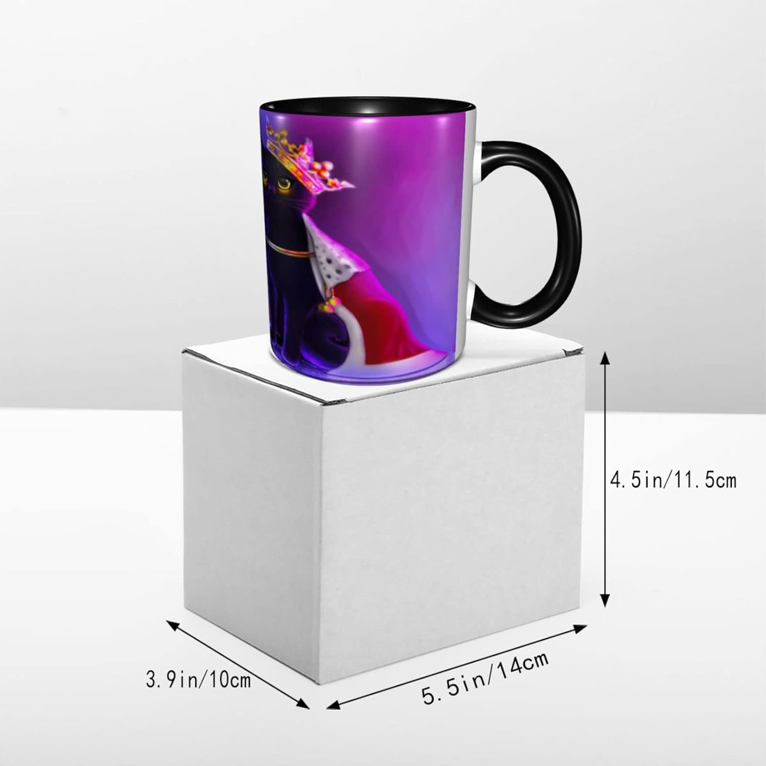 Yamegoun Taza de café con diseño de gato de 11 onzas, taza de té de cerámica, decoración de cocina, apta para microondas, para oficina y hogar,