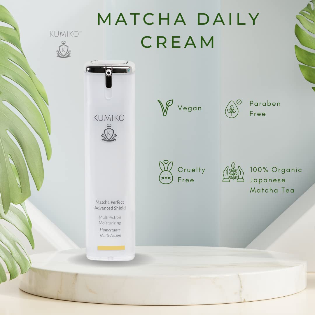 KUMIKO Matcha Perfect Advanced Shield – Hidratante de belleza multiacción sin edad para todo tipo de piel, piel sedosa, suave, de aspecto juvenil,