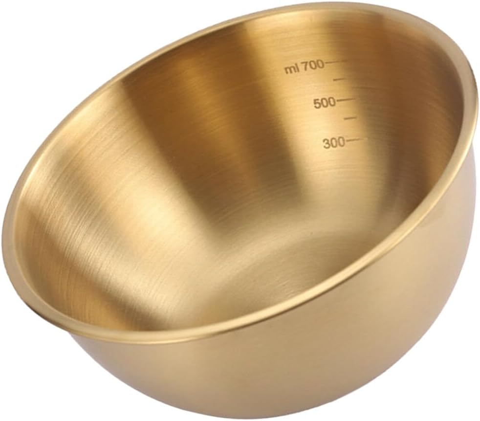 Luxshiny Cuencos de acero inoxidable para mezclar 40.6 fl oz, tazón de medición para hornear, tazón de sopa de ramen coreano, bandeja de ensalada de