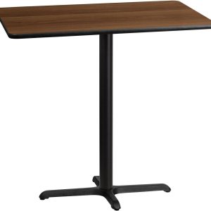 Flash Furniture Mesa rectangular laminada de nogal de 30 x 42 pulgadas con base de mesa de altura de barra de 23.5 x 29.5 pulgadas Flash Furniture Mesa rectangular laminada de nogal de 30 x 42 pulgadas con base de mesa de altura de barra de 23.5 x 29.5 pulgadas