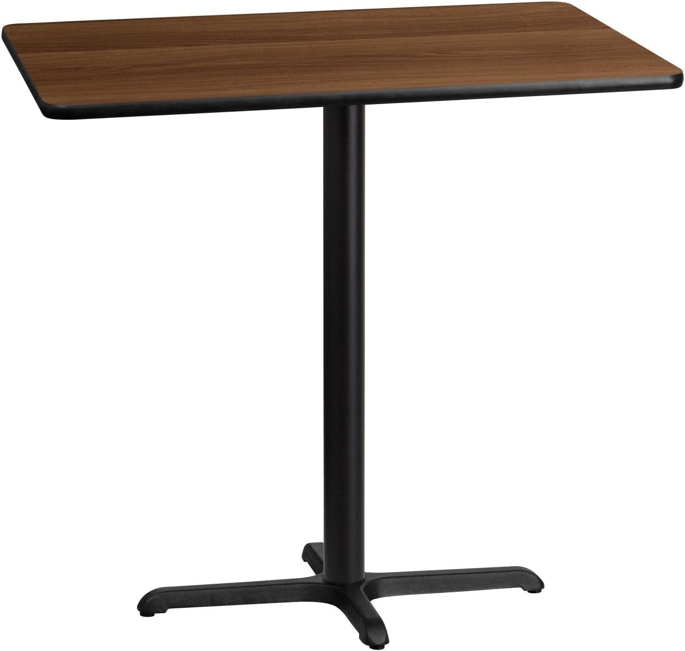 Flash Furniture Mesa rectangular laminada de nogal de 30 x 42 pulgadas con base de mesa de altura de barra de 23.5 x 29.5 pulgadas
