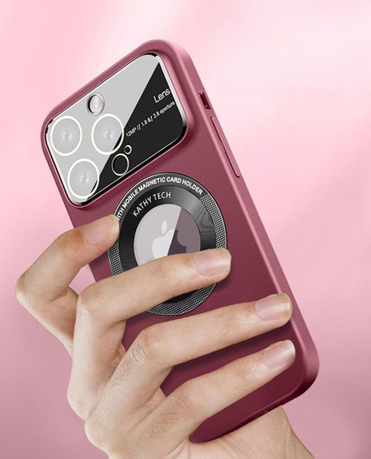 Funda magnética para iPhone 12 Pro Max compatible con Magsafe, protección completa de cámara con protector de lente, ultrafina para hombres y