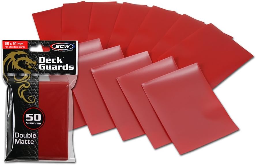 BCW 1-DGM-RED – 100 protectores de cubierta doble mate de color rojo de alta calidad para tarjetas de juego como Magic The Gathering MTG, Pokemon,