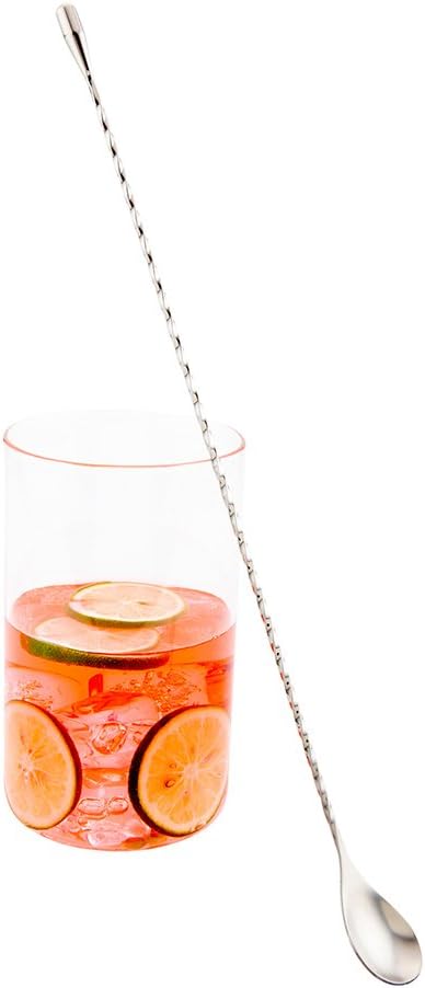 Restaurantware Cuchara de acero inoxidable de 16 pulgadas perfecta para barras profesionales o uso en el hogar – Cuchara mezcladora plateada – Mango