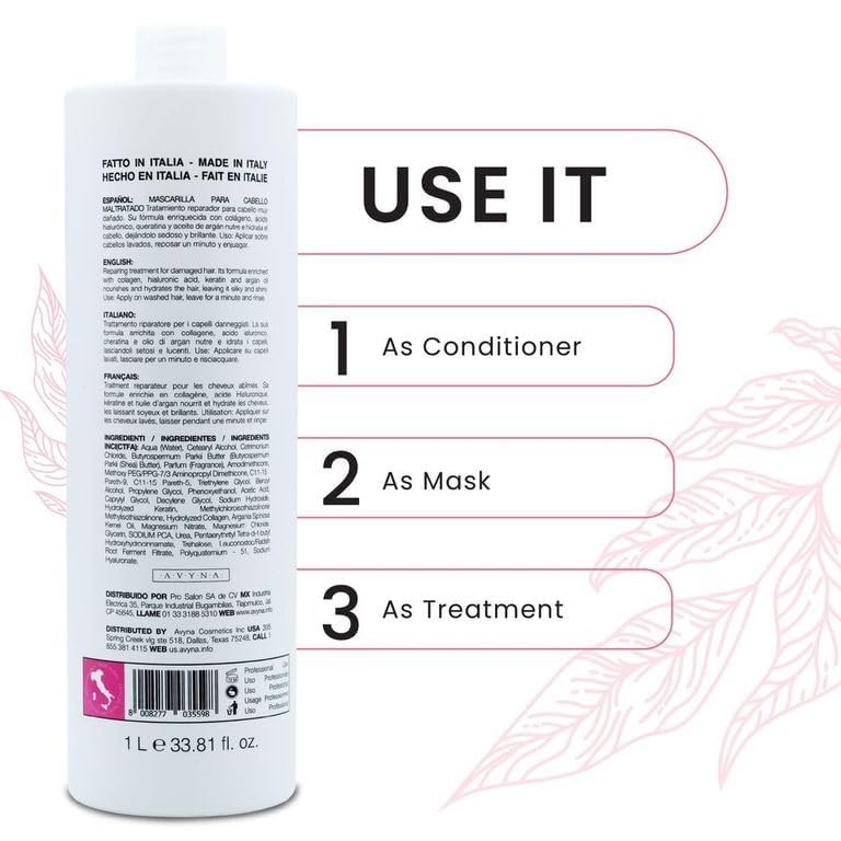 Avyna Acondicionador para cabello seco dañado con ácido hialurónico 33.81 fl oz